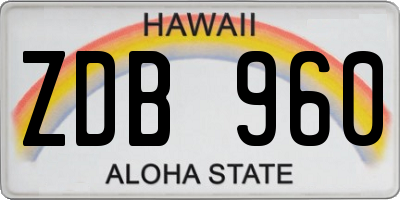 HI license plate ZDB960