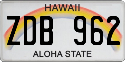 HI license plate ZDB962