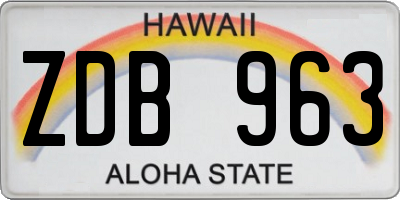 HI license plate ZDB963