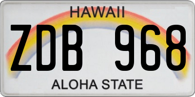HI license plate ZDB968