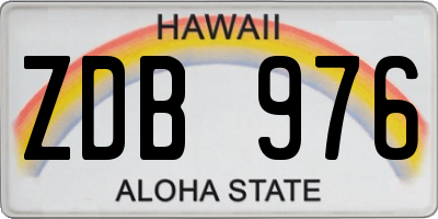 HI license plate ZDB976