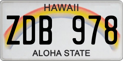 HI license plate ZDB978