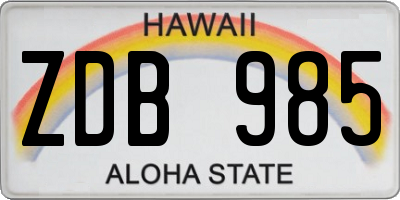 HI license plate ZDB985