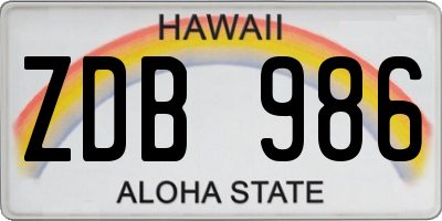 HI license plate ZDB986