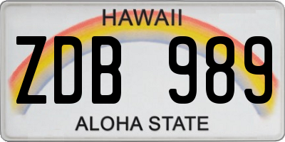 HI license plate ZDB989