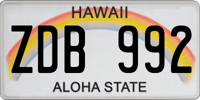 HI license plate ZDB992