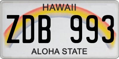 HI license plate ZDB993
