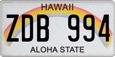 HI license plate ZDB994