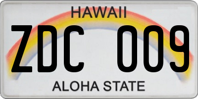 HI license plate ZDC009