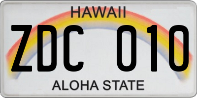 HI license plate ZDC010