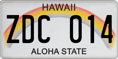 HI license plate ZDC014