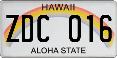 HI license plate ZDC016