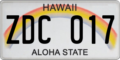 HI license plate ZDC017