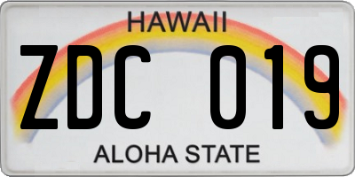 HI license plate ZDC019