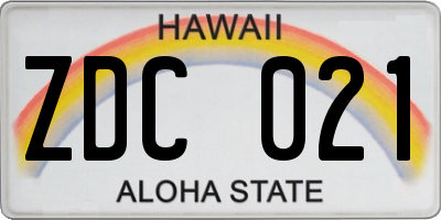 HI license plate ZDC021