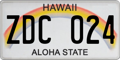 HI license plate ZDC024