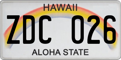 HI license plate ZDC026