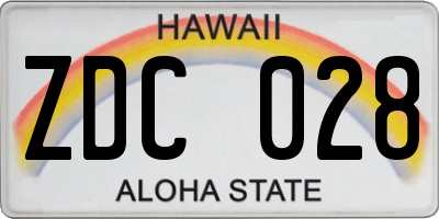 HI license plate ZDC028