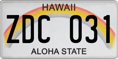 HI license plate ZDC031