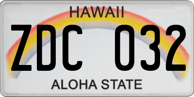 HI license plate ZDC032