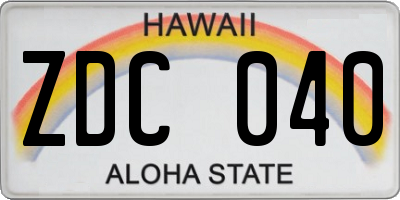 HI license plate ZDC040