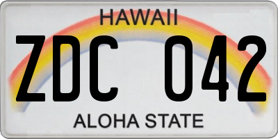 HI license plate ZDC042