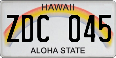HI license plate ZDC045