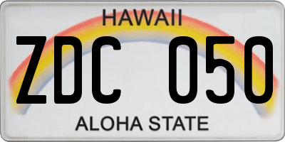 HI license plate ZDC050