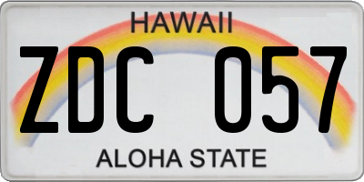 HI license plate ZDC057