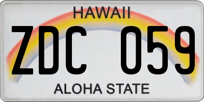 HI license plate ZDC059