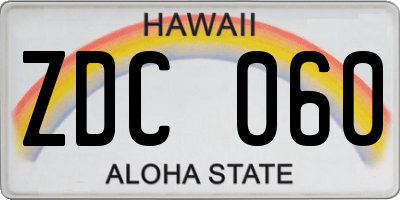 HI license plate ZDC060