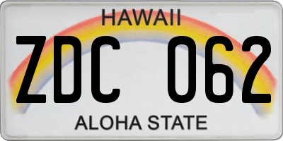 HI license plate ZDC062