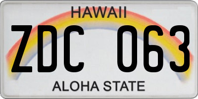 HI license plate ZDC063