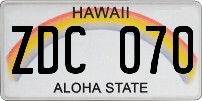 HI license plate ZDC070