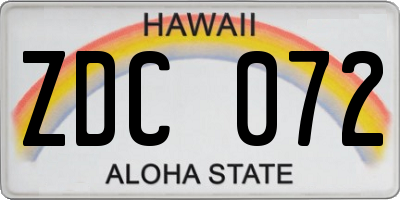 HI license plate ZDC072