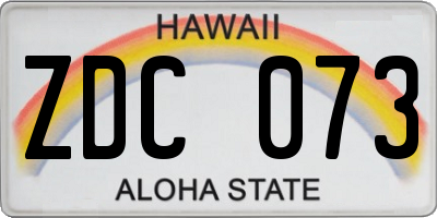 HI license plate ZDC073