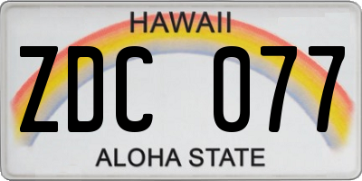HI license plate ZDC077