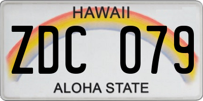 HI license plate ZDC079