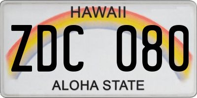 HI license plate ZDC080