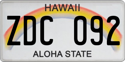 HI license plate ZDC092
