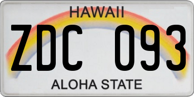 HI license plate ZDC093