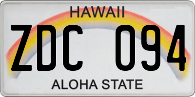 HI license plate ZDC094