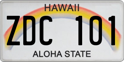 HI license plate ZDC101