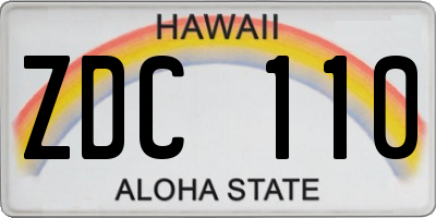 HI license plate ZDC110