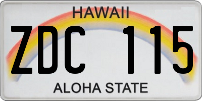 HI license plate ZDC115