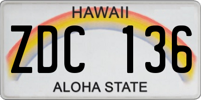 HI license plate ZDC136