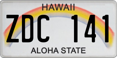 HI license plate ZDC141