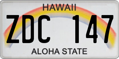 HI license plate ZDC147
