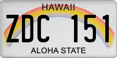 HI license plate ZDC151