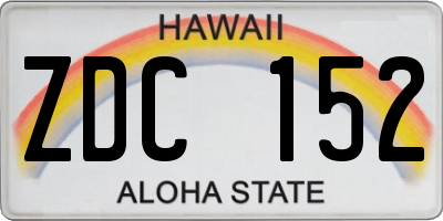 HI license plate ZDC152